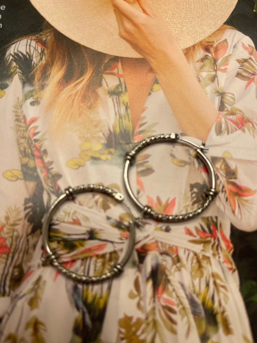 Lia Sophia Silver-Tone Textured Hoop Earrings